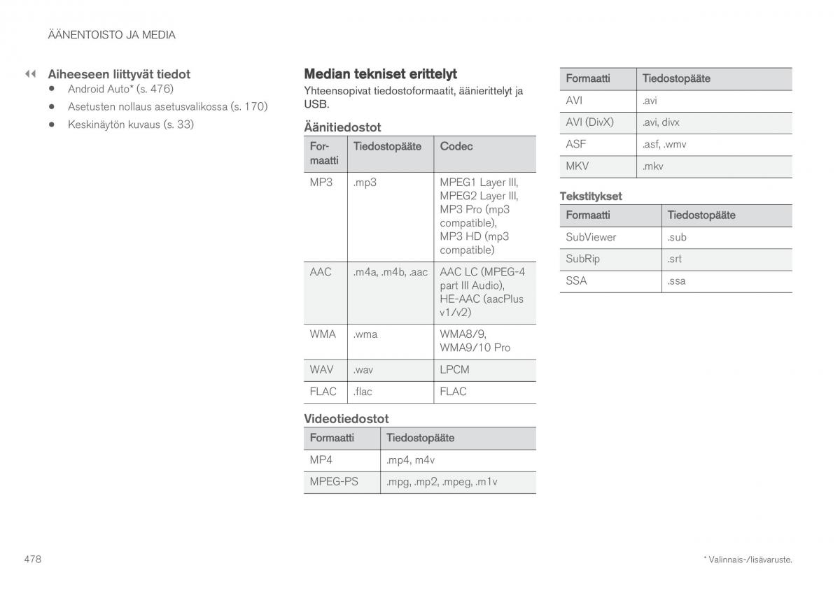 Volvo XC60 II 2 omistajan kasikirja / page 480