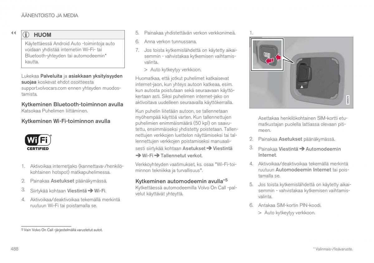 Volvo XC60 II 2 omistajan kasikirja / page 490