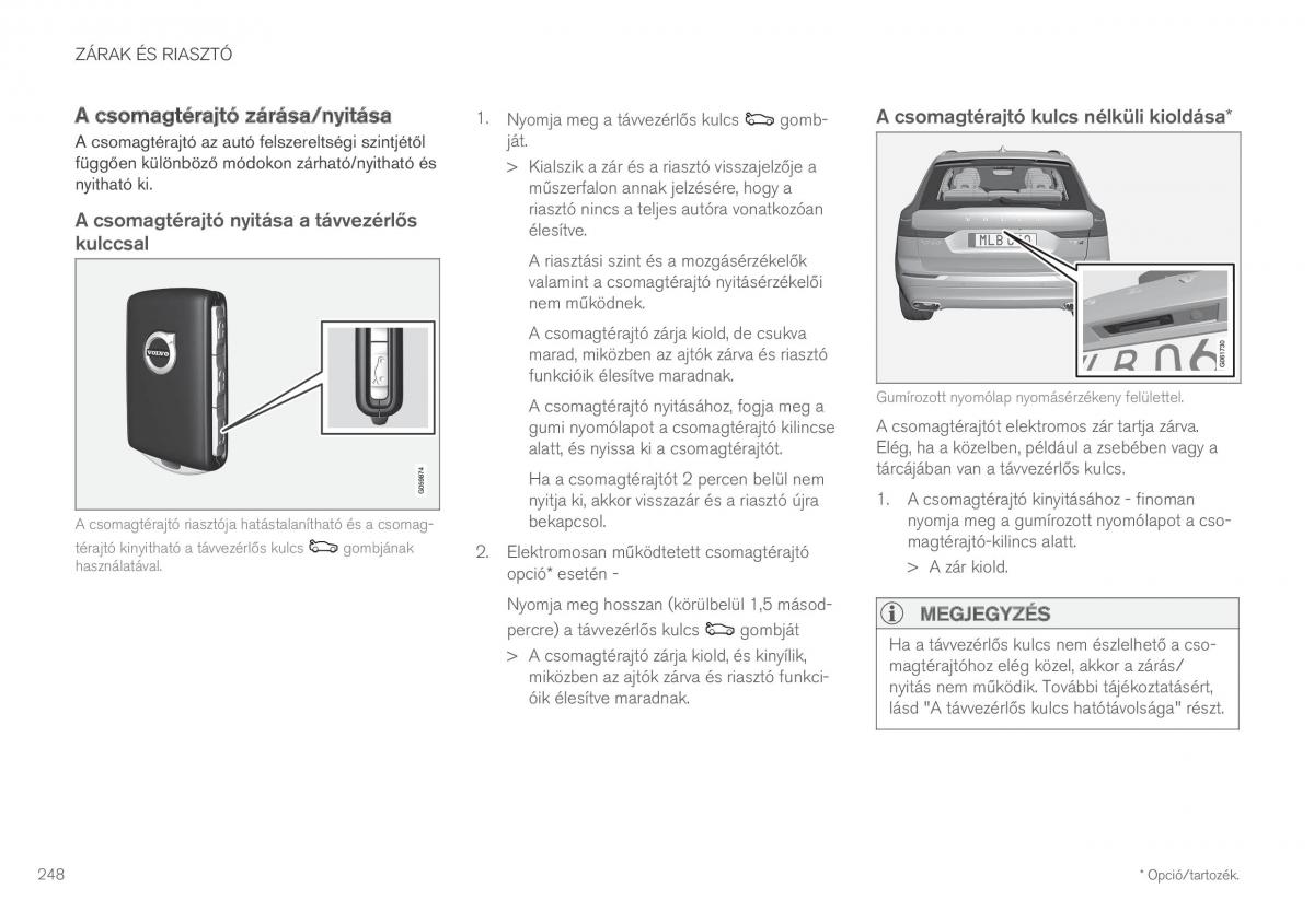 Volvo XC60 II 2 Kezelesi utmutato / page 250