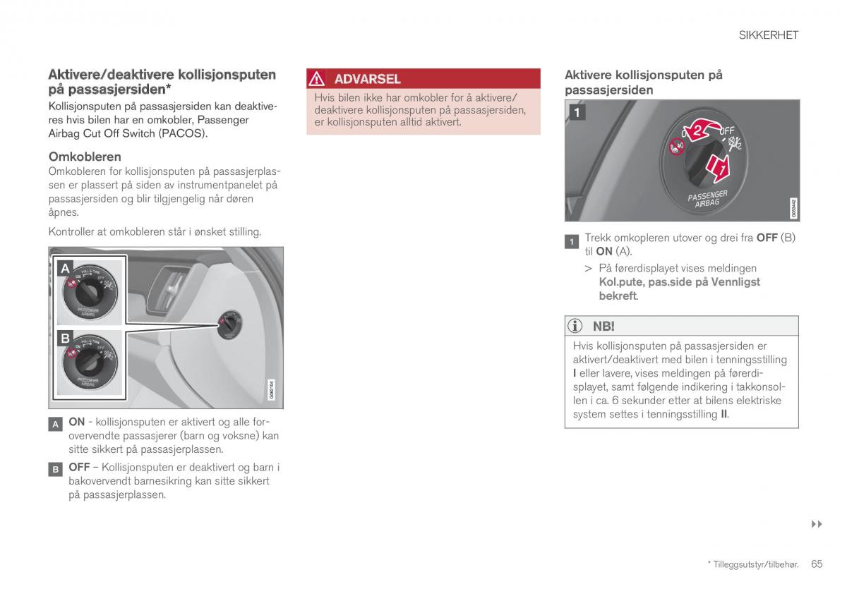 Volvo XC60 II 2 bruksanvisningen / page 67