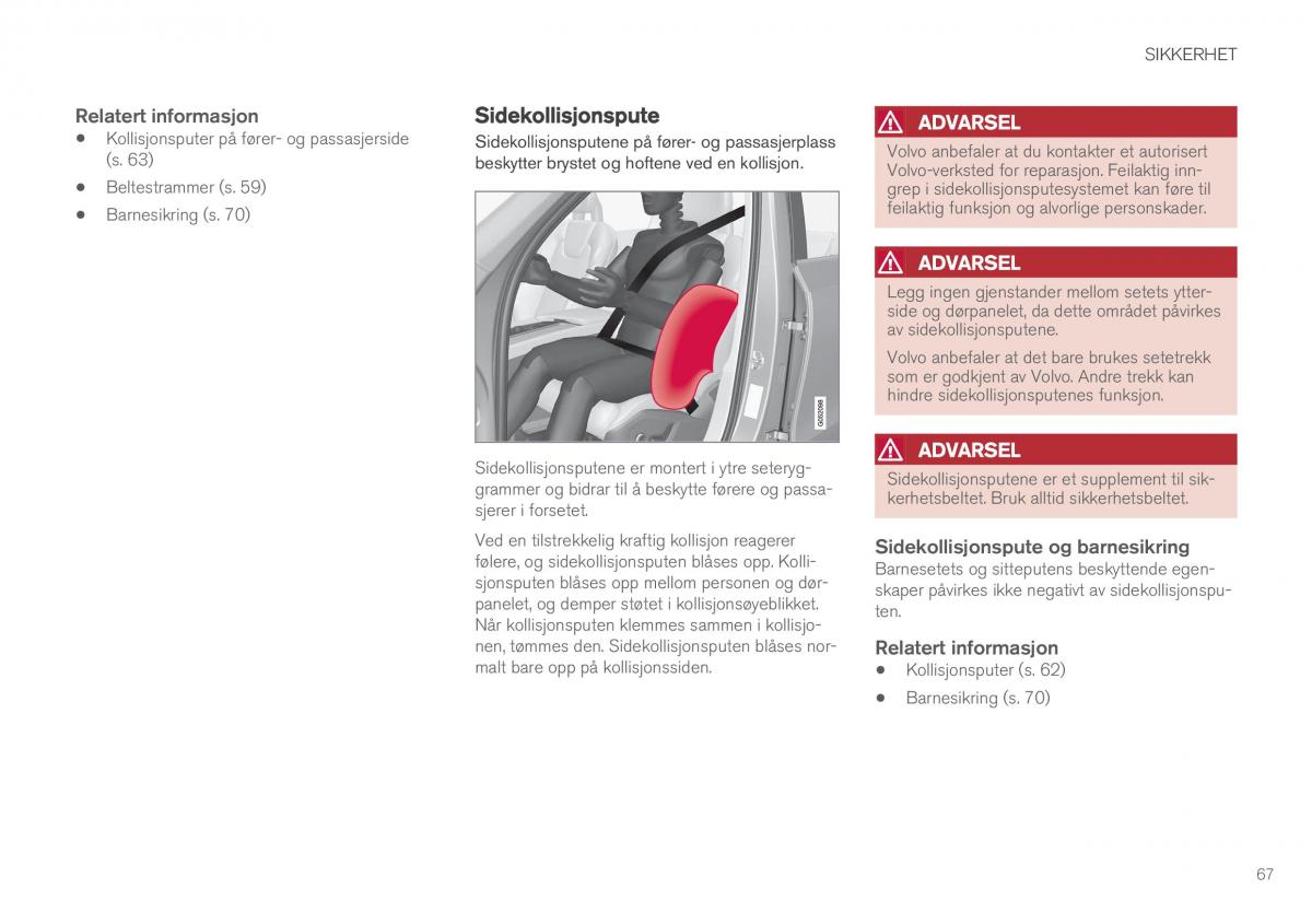 Volvo XC60 II 2 bruksanvisningen / page 69