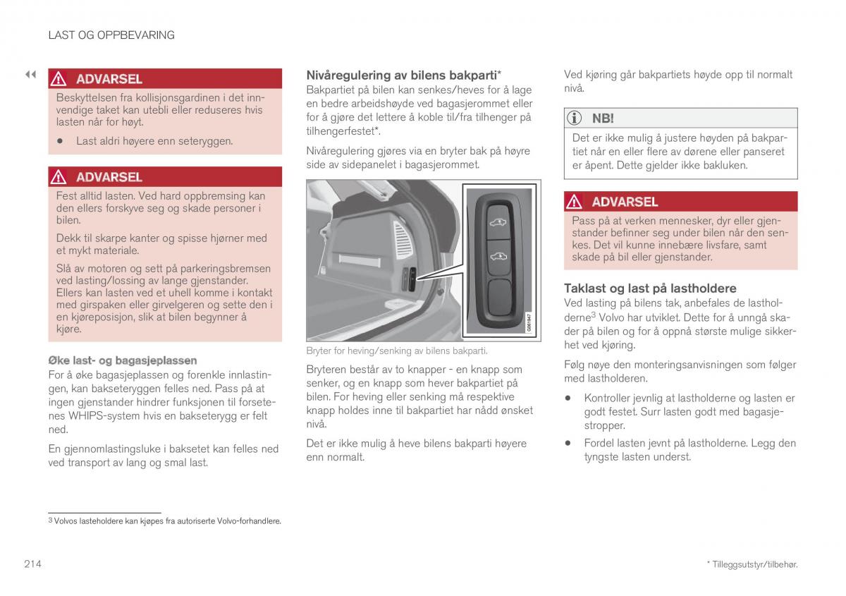 Volvo XC60 II 2 bruksanvisningen / page 216