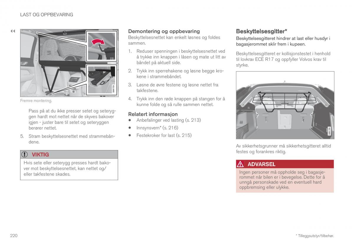 Volvo XC60 II 2 bruksanvisningen / page 222