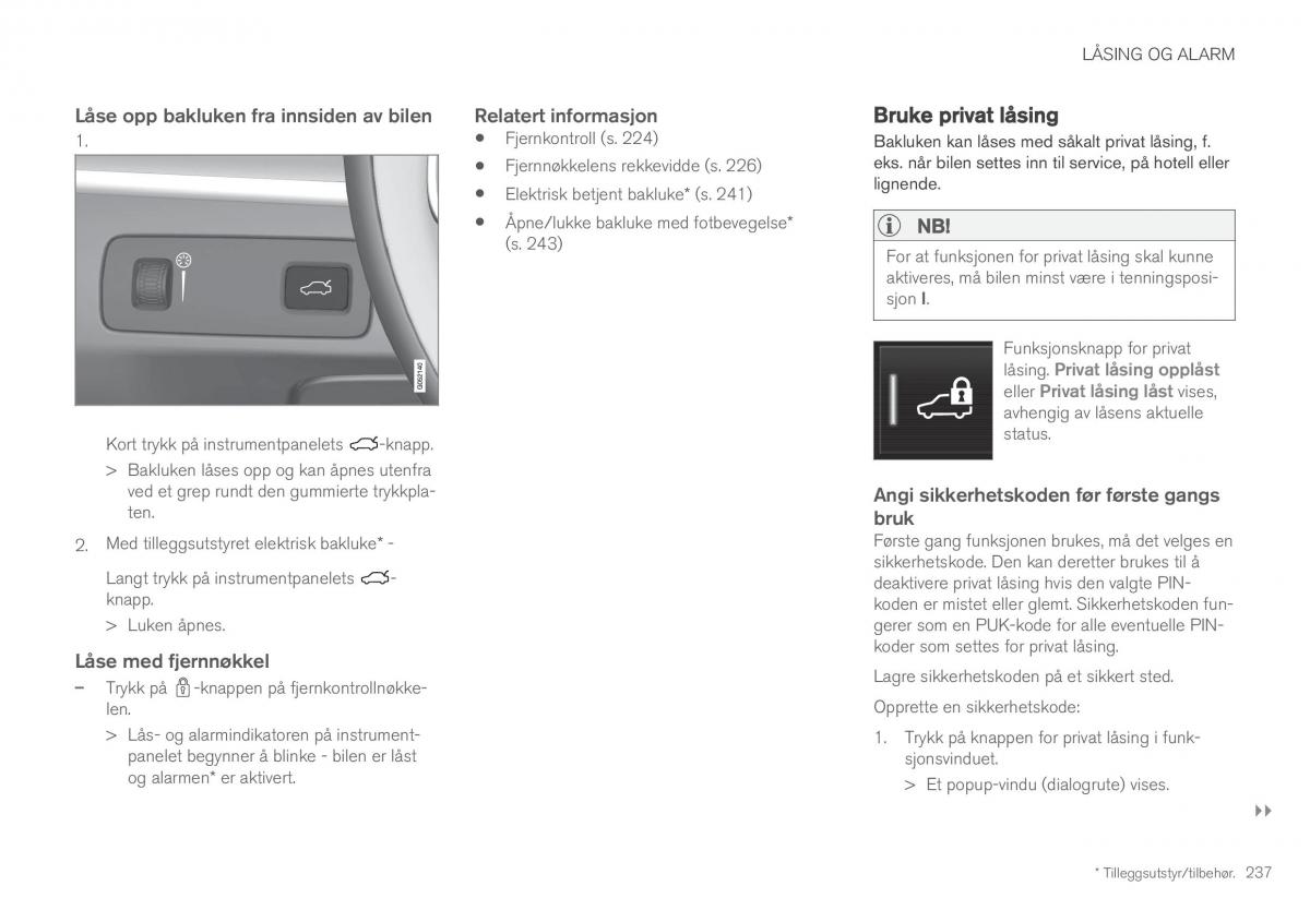 Volvo XC60 II 2 bruksanvisningen / page 239