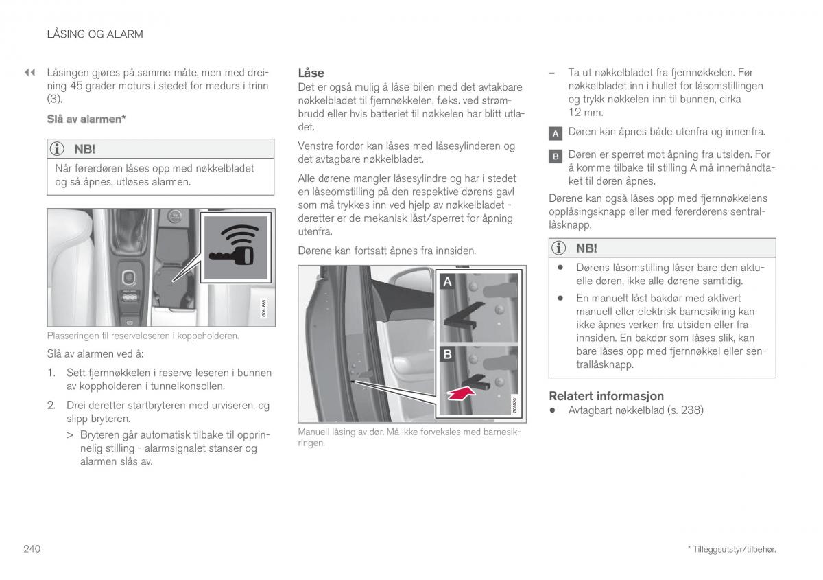 Volvo XC60 II 2 bruksanvisningen / page 242