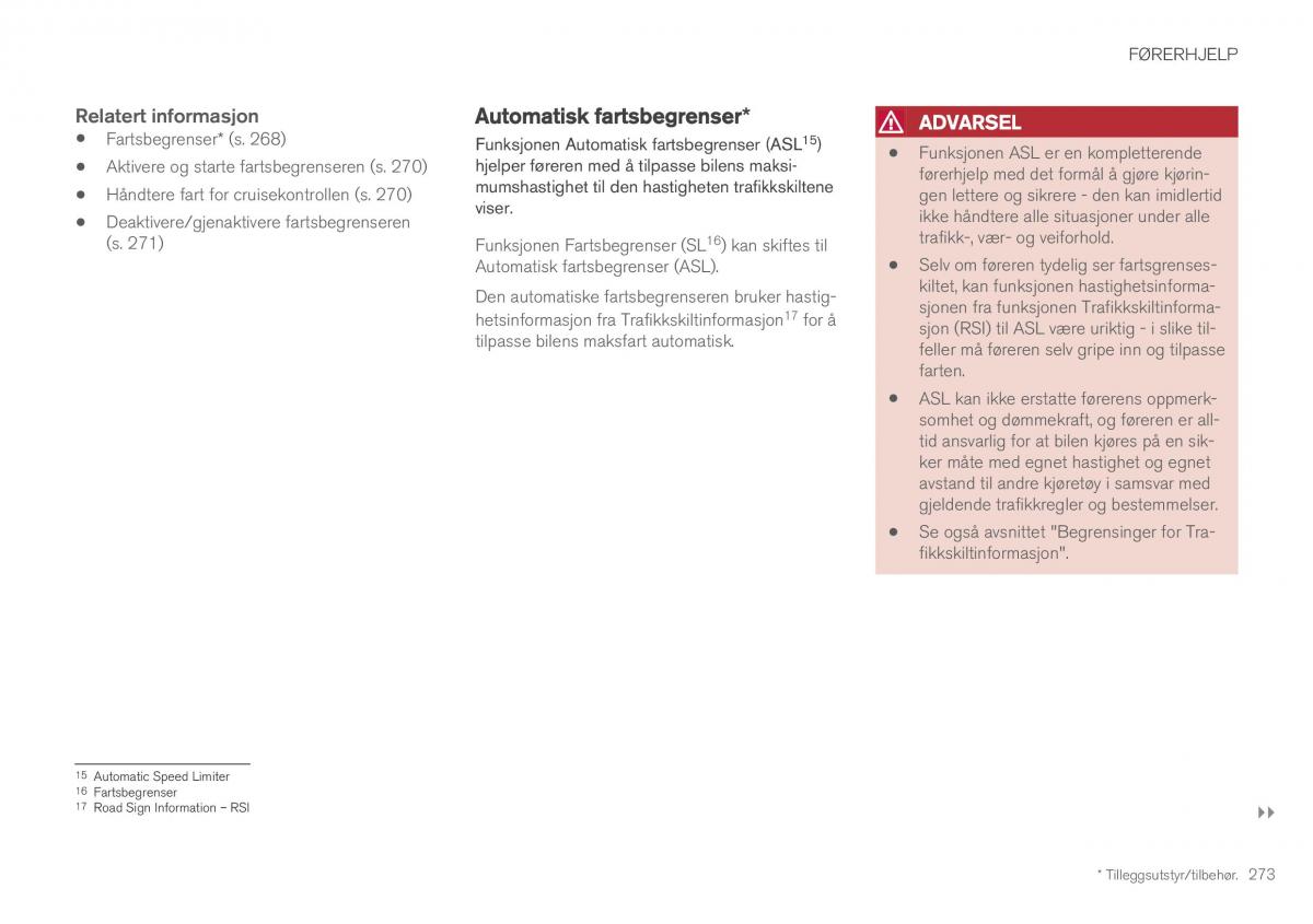 Volvo XC60 II 2 bruksanvisningen / page 275