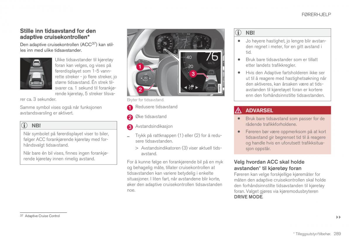 Volvo XC60 II 2 bruksanvisningen / page 291