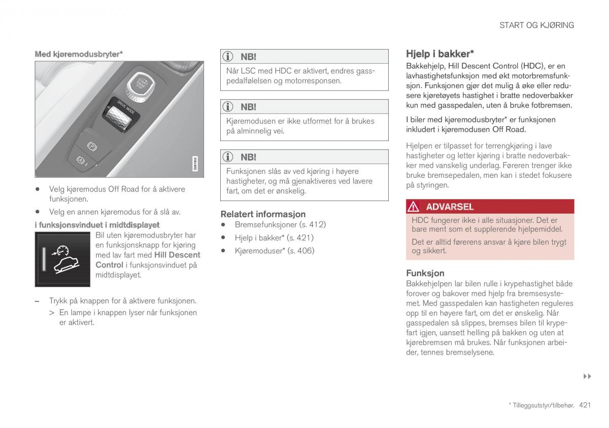 Volvo XC60 II 2 bruksanvisningen / page 423