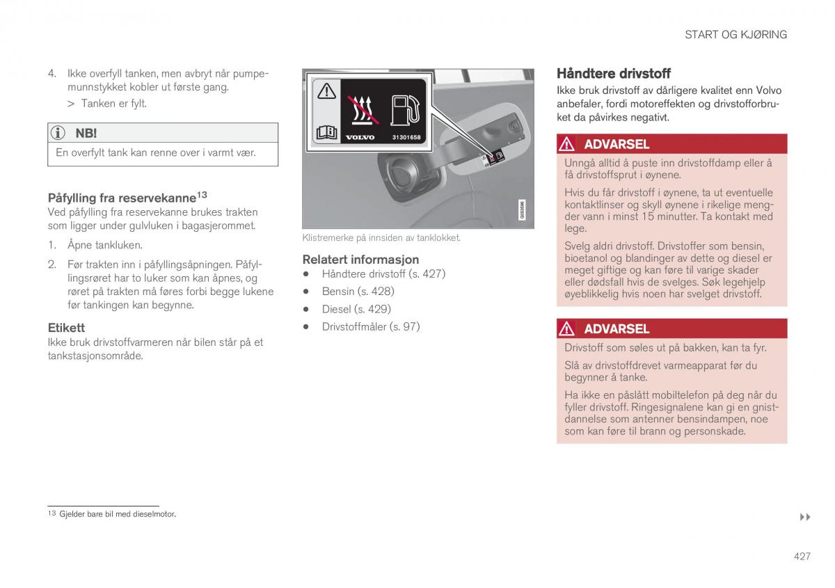 Volvo XC60 II 2 bruksanvisningen / page 429