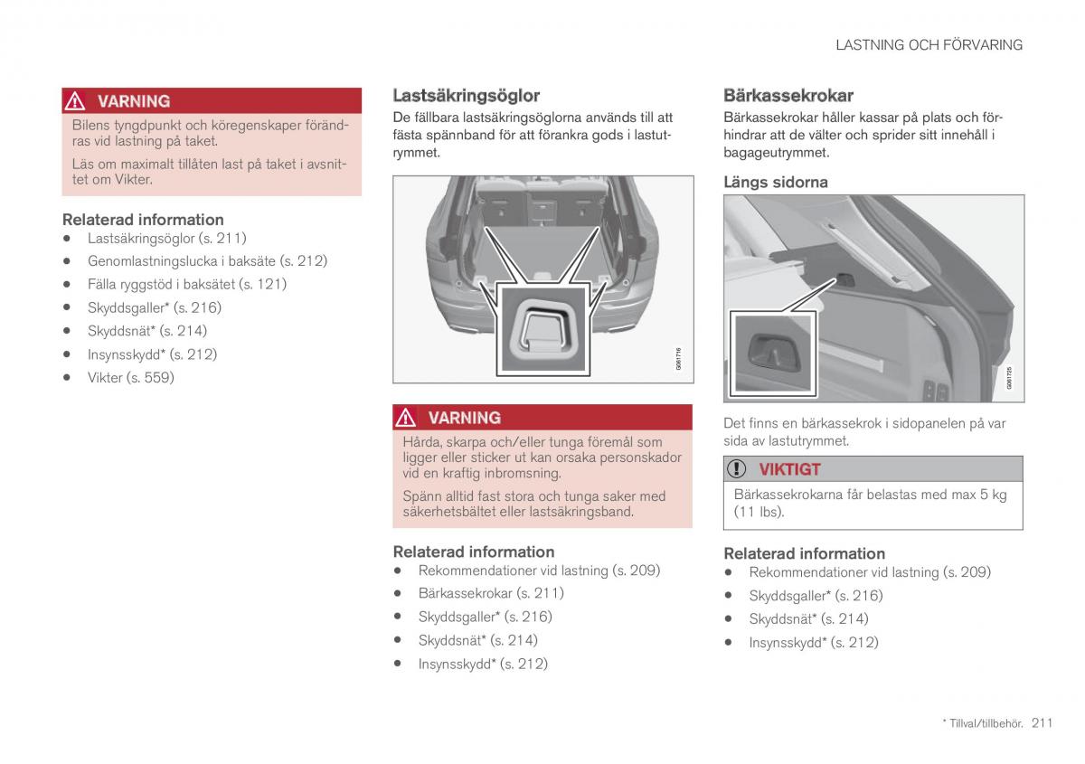 Volvo XC60 II 2 instruktionsbok / page 213