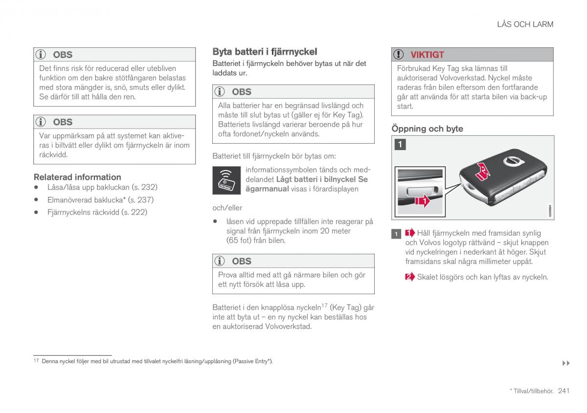 Volvo XC60 II 2 instruktionsbok / page 243