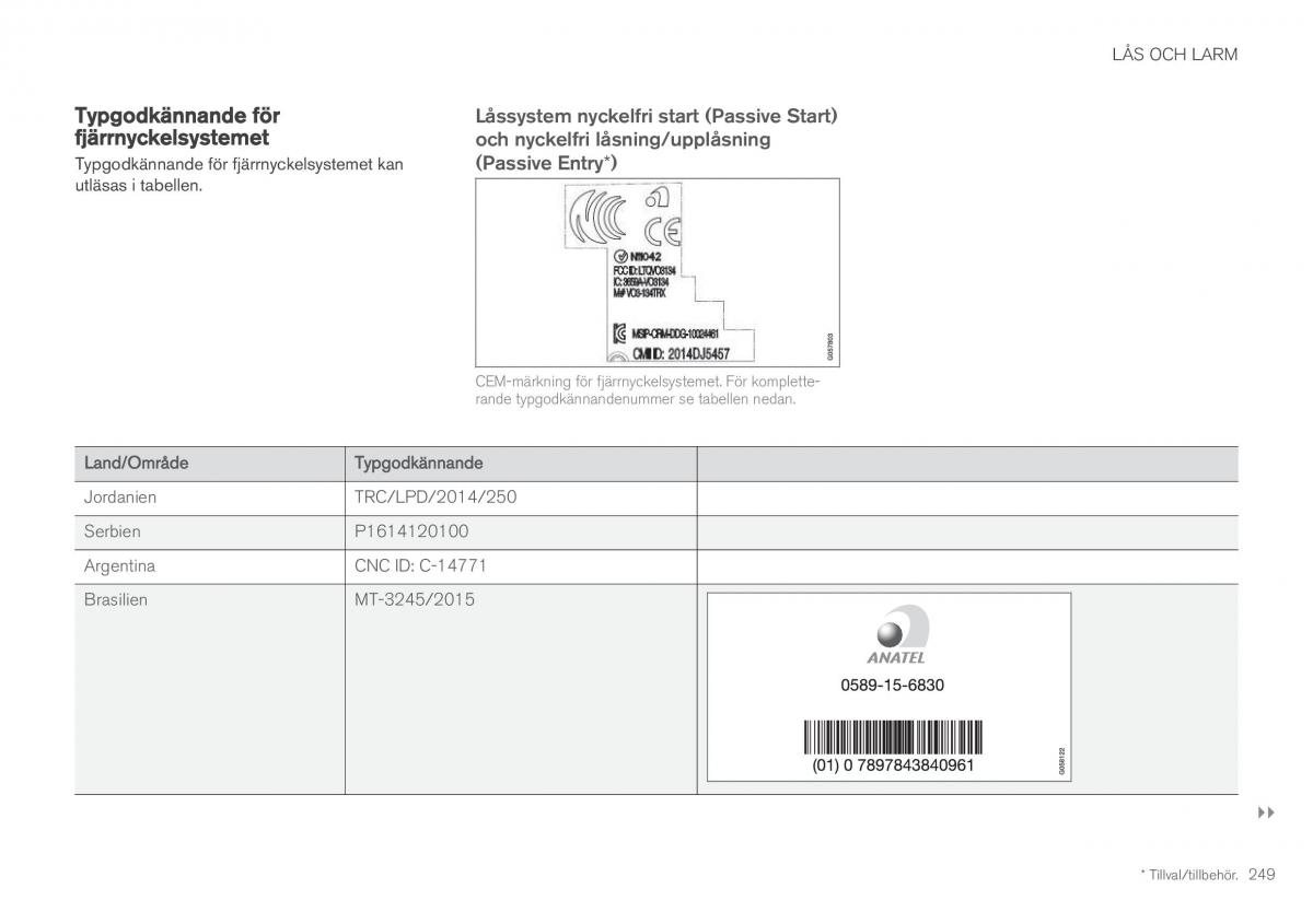 Volvo XC60 II 2 instruktionsbok / page 251