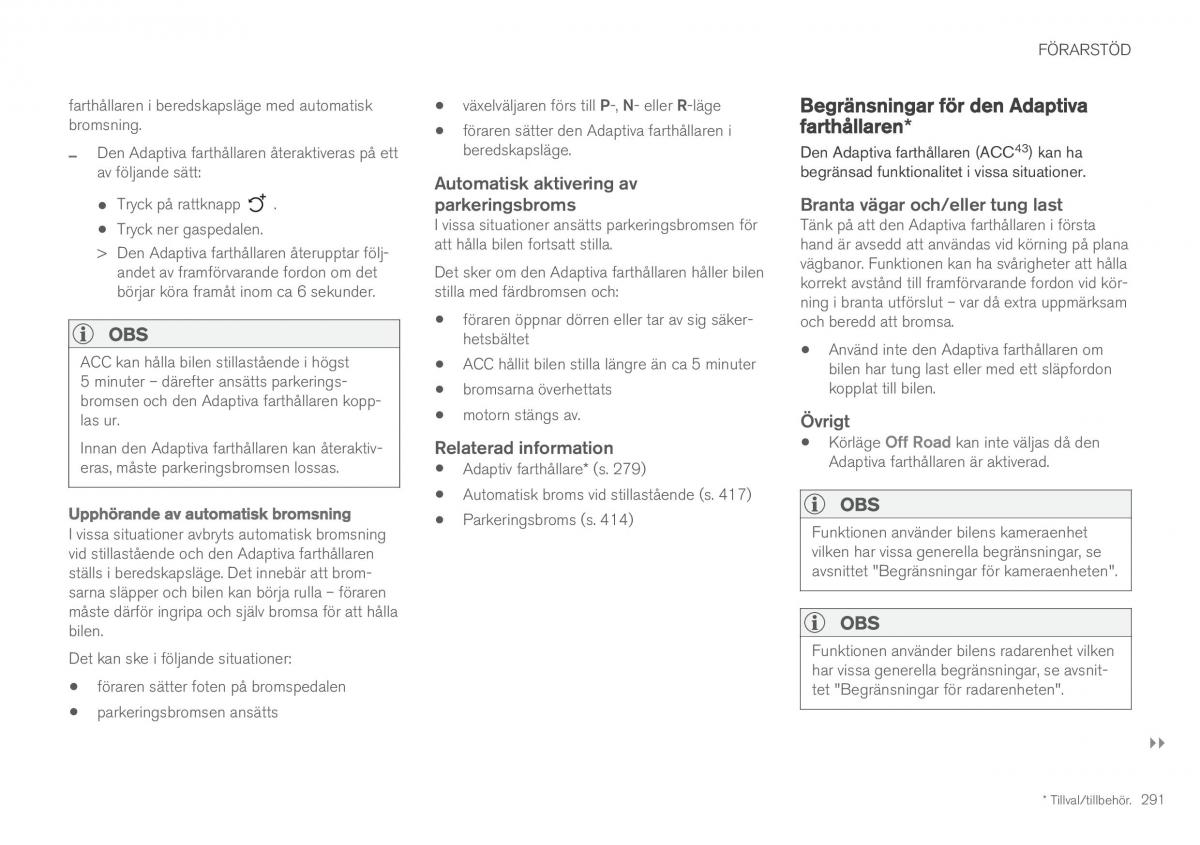 Volvo XC60 II 2 instruktionsbok / page 293