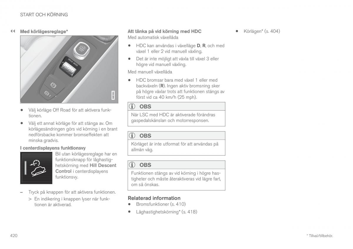 Volvo XC60 II 2 instruktionsbok / page 422