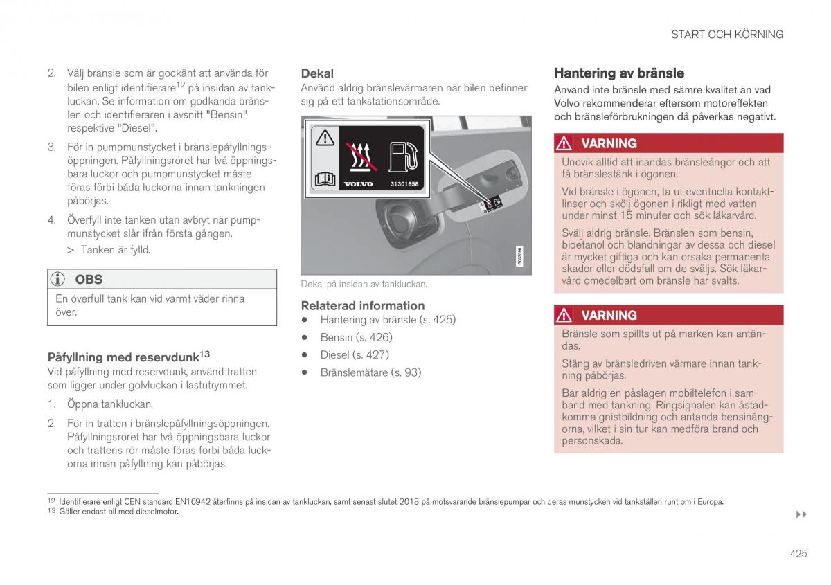 Volvo XC60 II 2 instruktionsbok / page 427