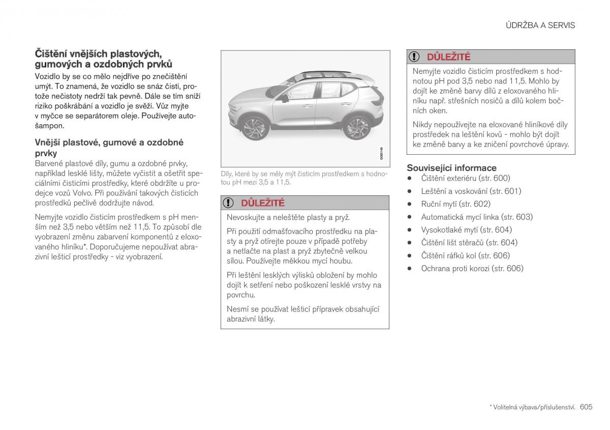 Volvo XC40 navod k obsludze / page 607