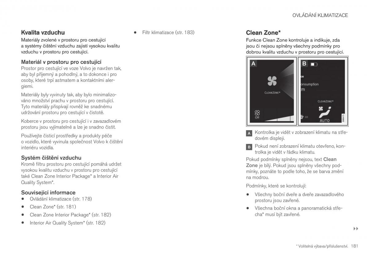 Volvo XC40 navod k obsludze / page 183