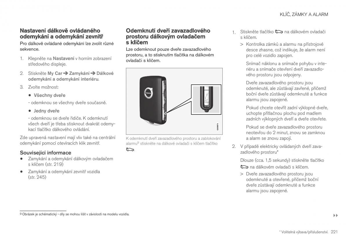 Volvo XC40 navod k obsludze / page 223