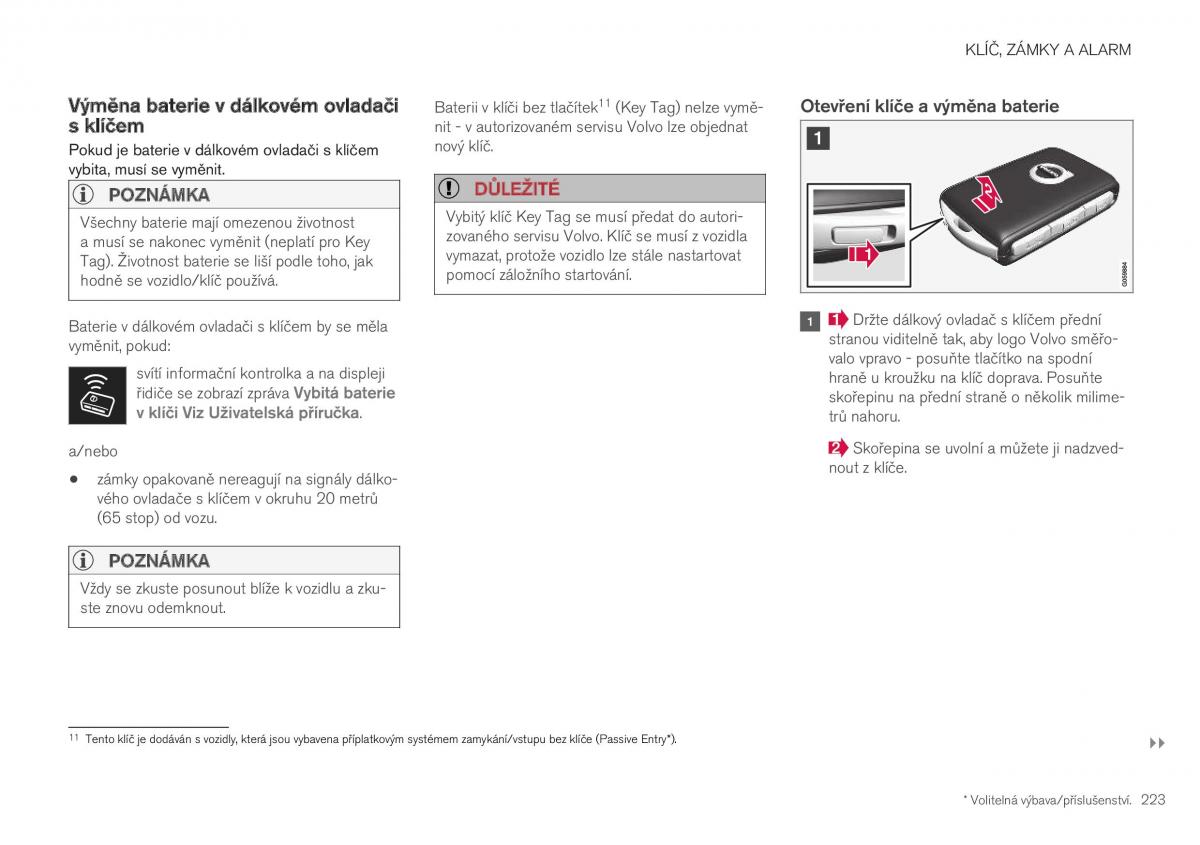 Volvo XC40 navod k obsludze / page 225