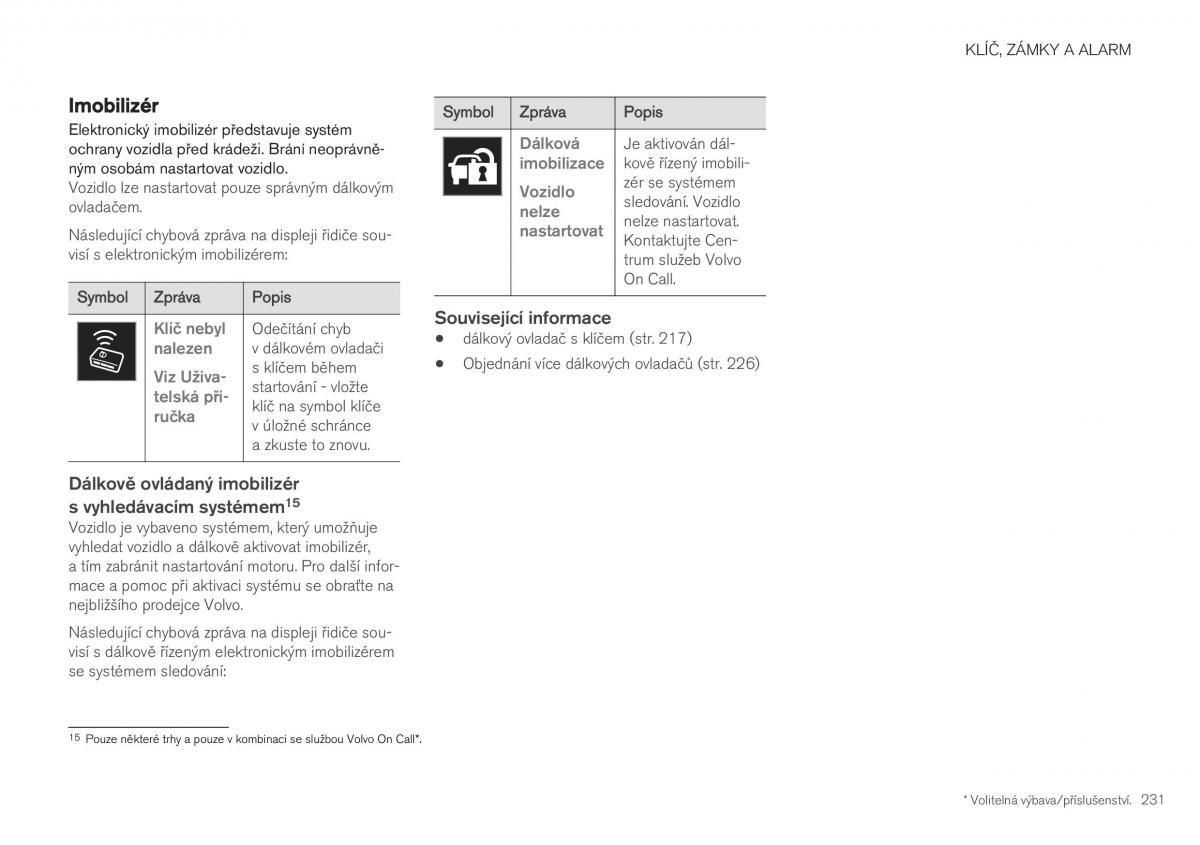 Volvo XC40 navod k obsludze / page 233