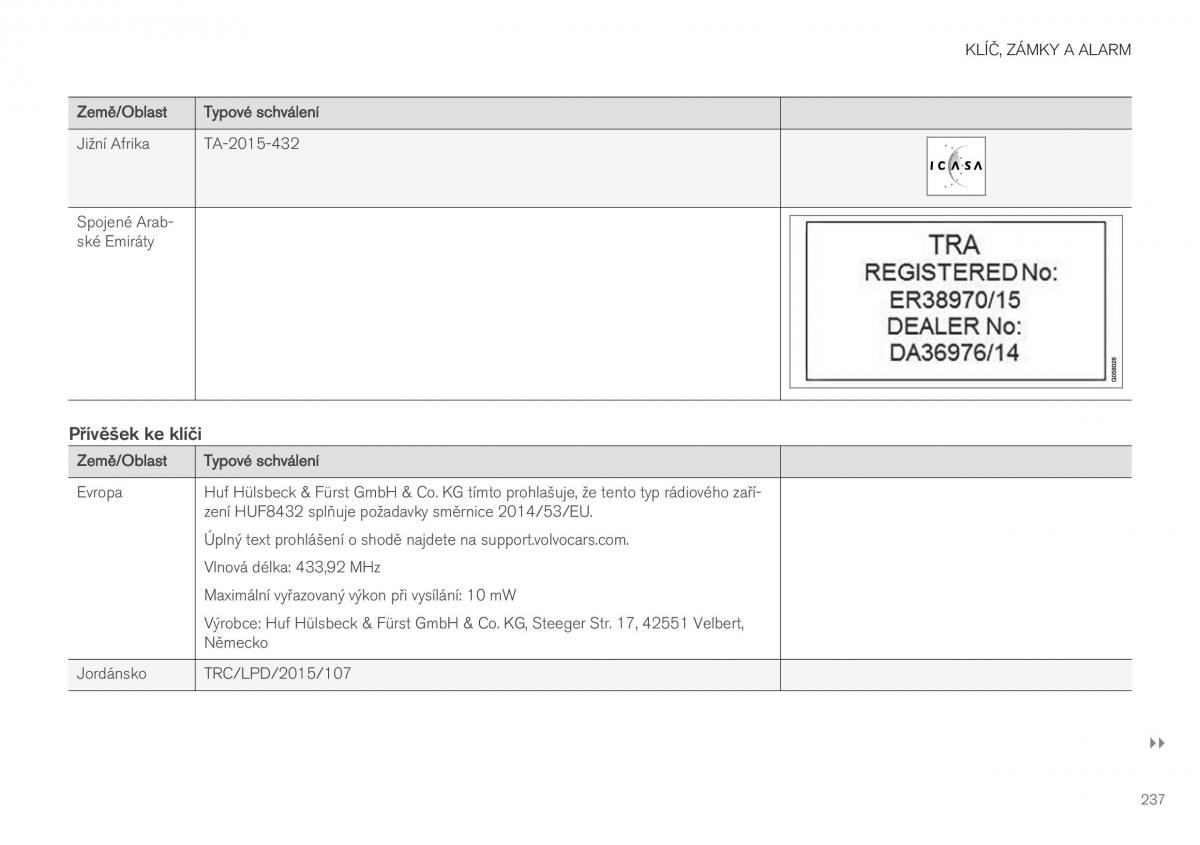 Volvo XC40 navod k obsludze / page 239