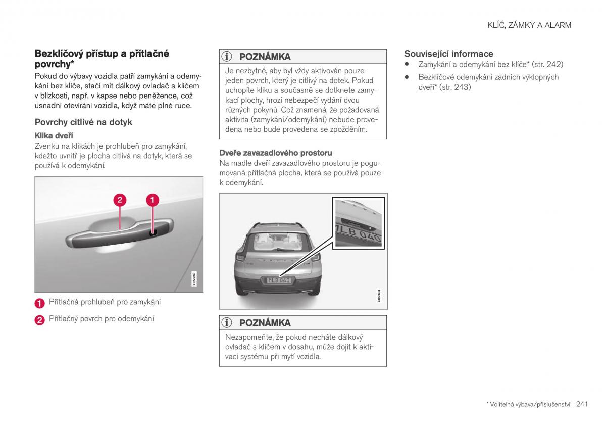 Volvo XC40 navod k obsludze / page 243