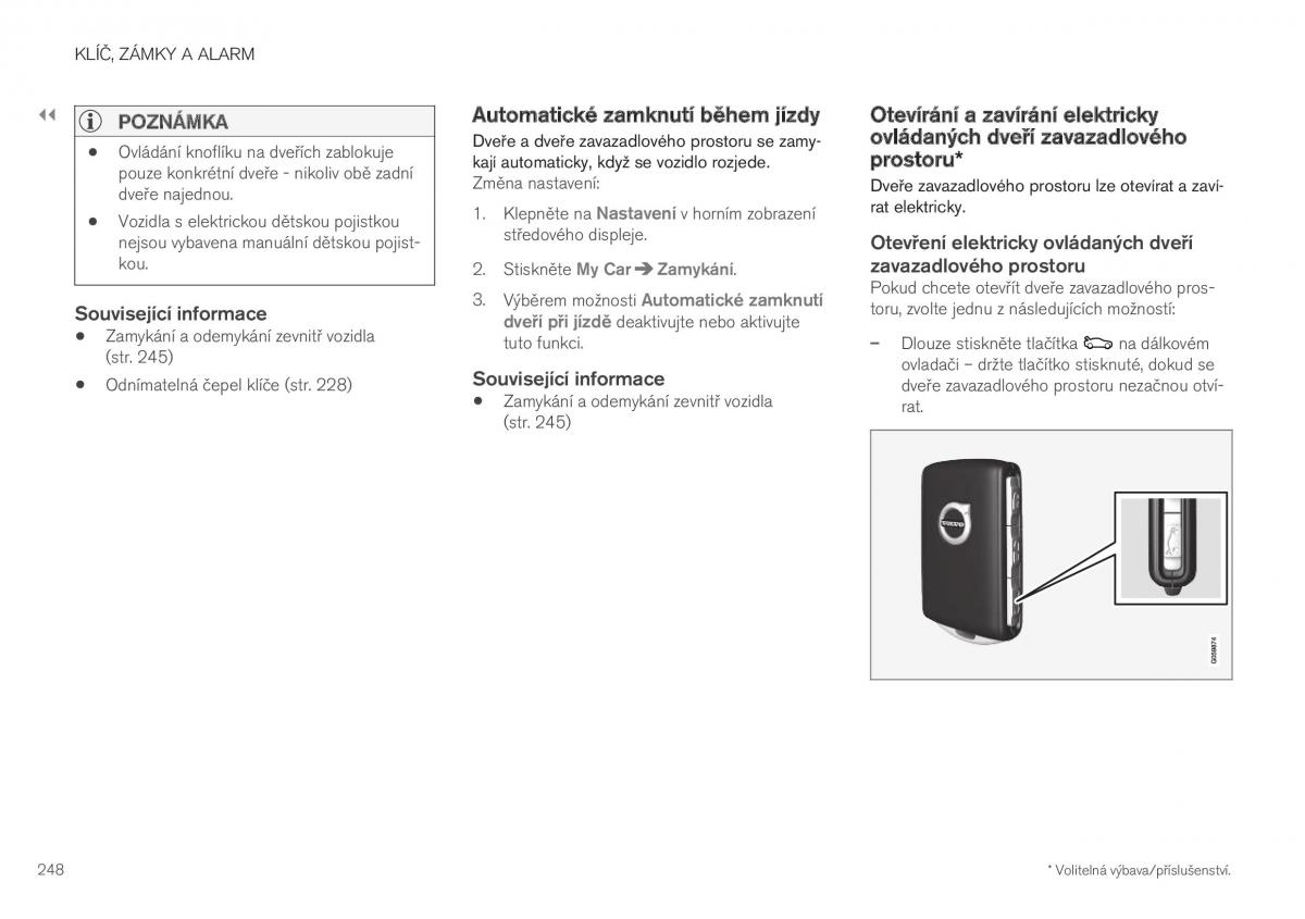 Volvo XC40 navod k obsludze / page 250