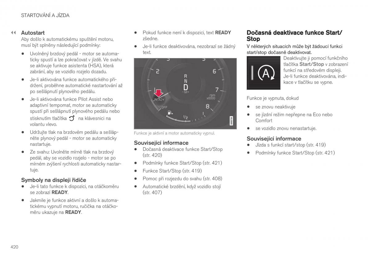 Volvo XC40 navod k obsludze / page 422