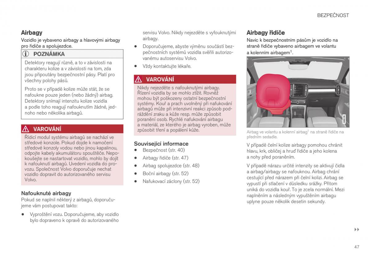 Volvo XC40 navod k obsludze / page 49