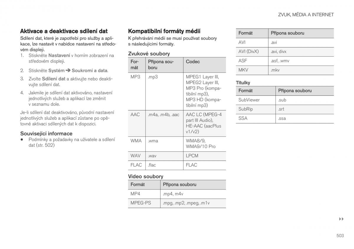 Volvo XC40 navod k obsludze / page 505