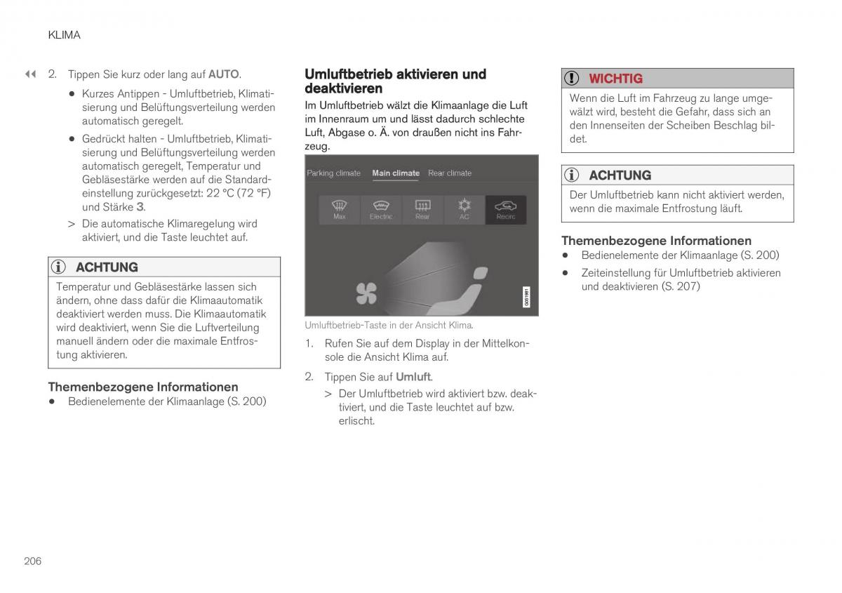 Volvo XC40 Handbuch / page 208