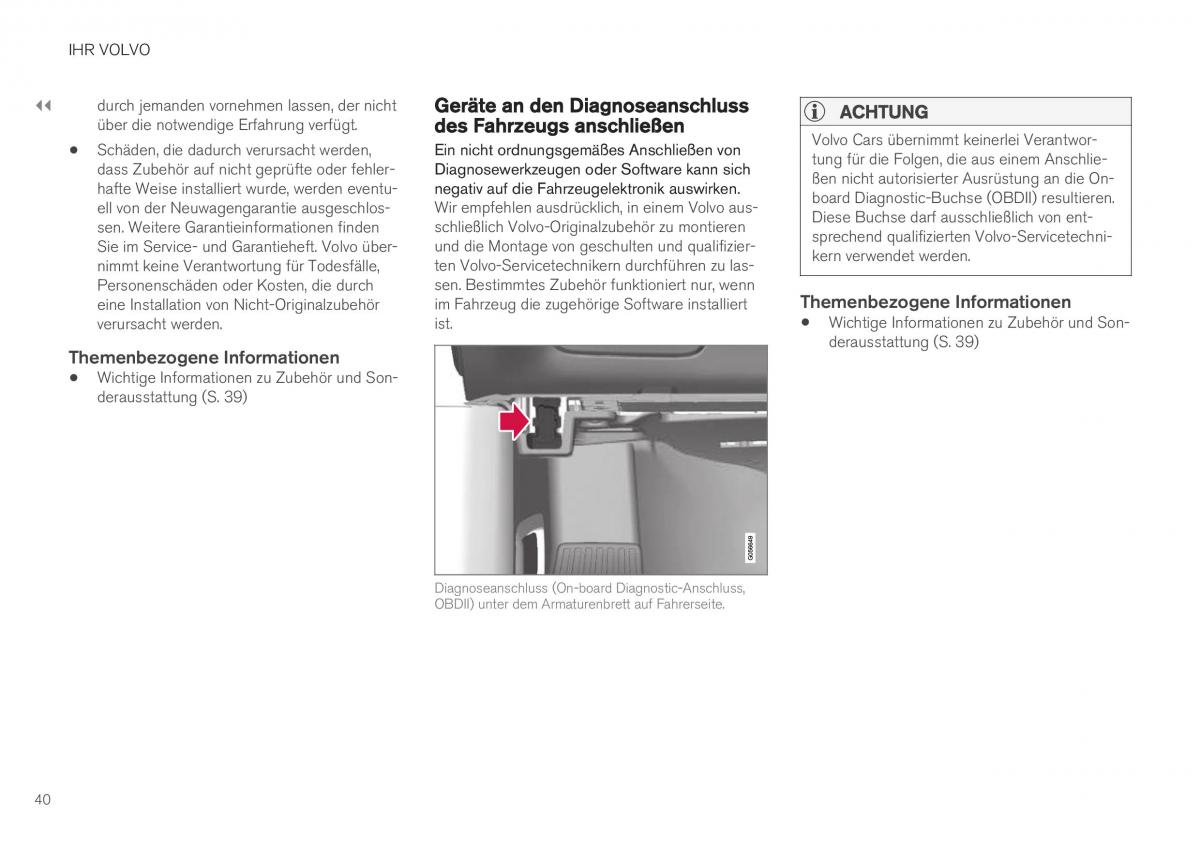 Volvo XC40 Handbuch / page 42