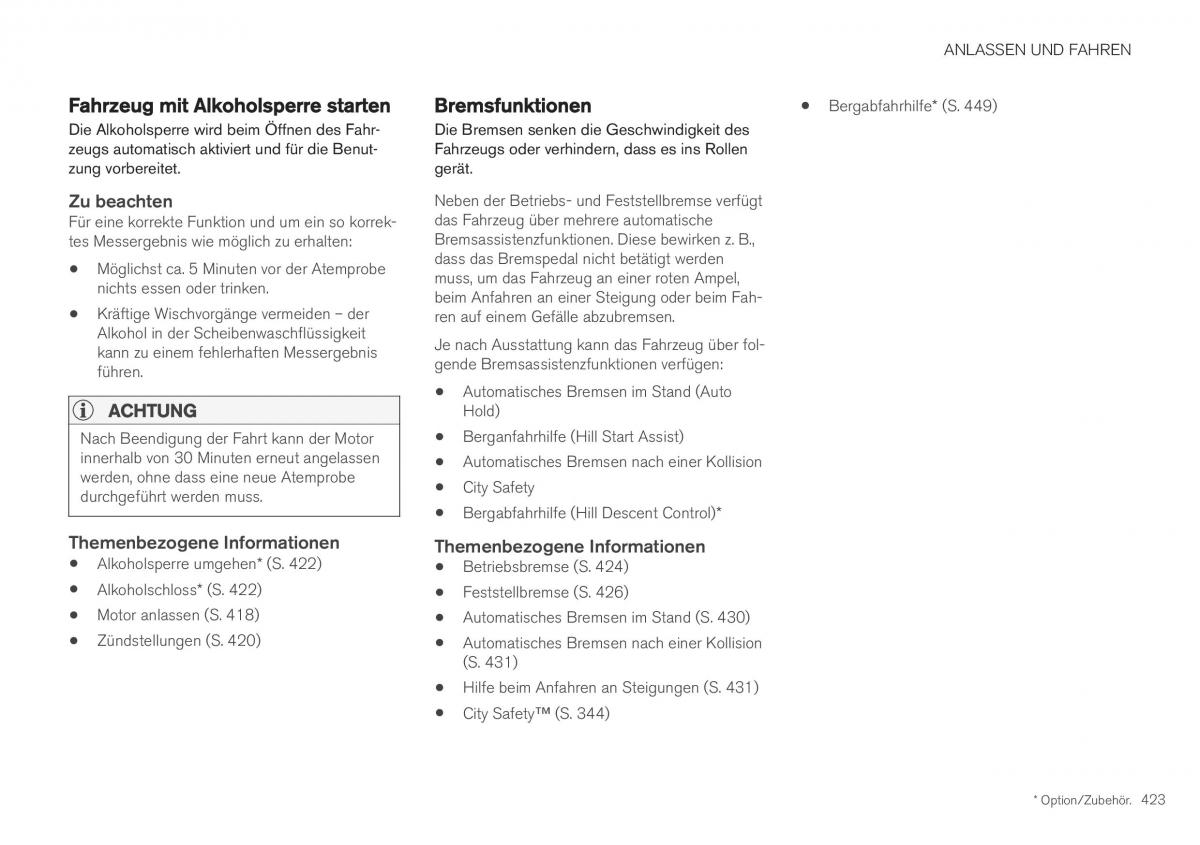 Volvo XC40 Handbuch / page 425