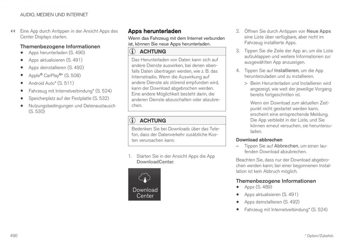 Volvo XC40 Handbuch / page 492