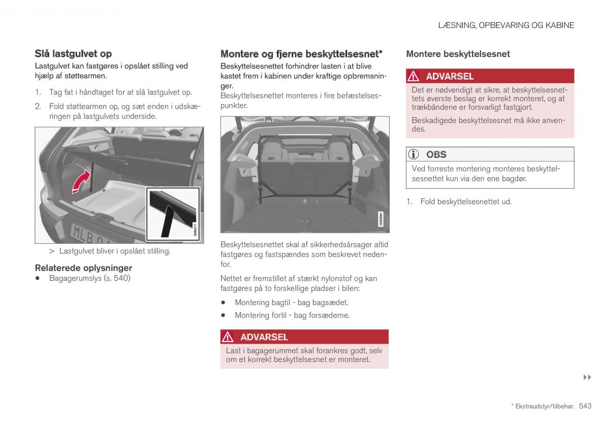 Volvo XC40 Bilens instruktionsbog / page 545