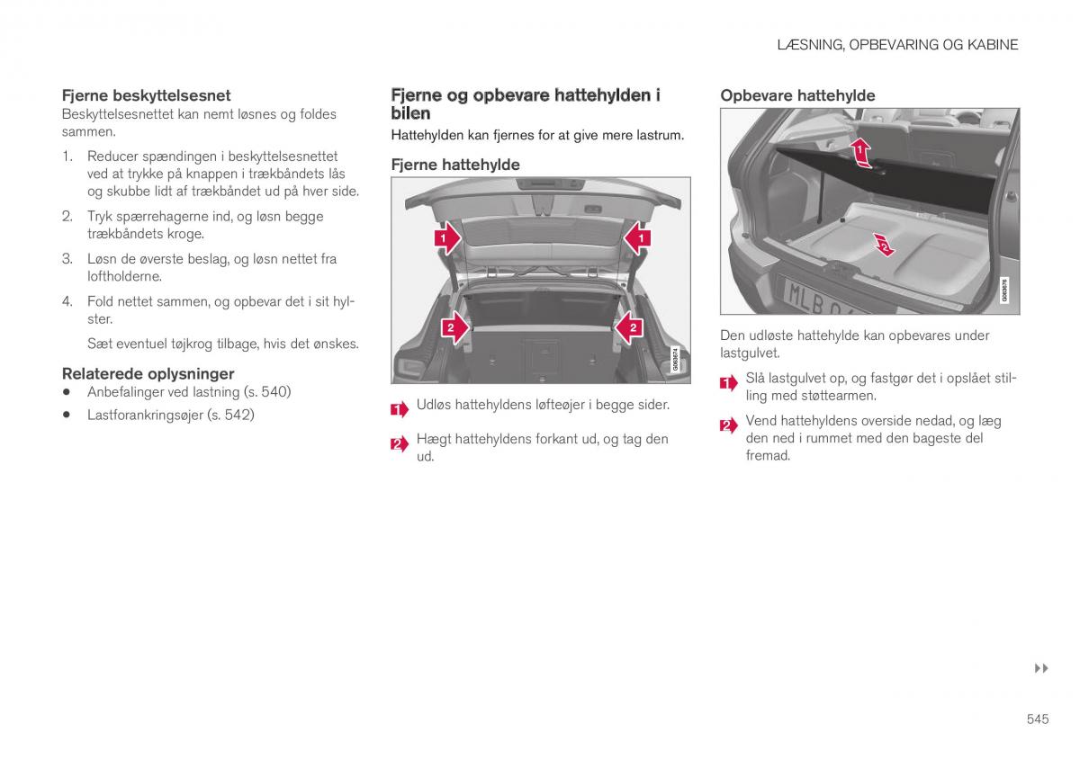 Volvo XC40 Bilens instruktionsbog / page 547