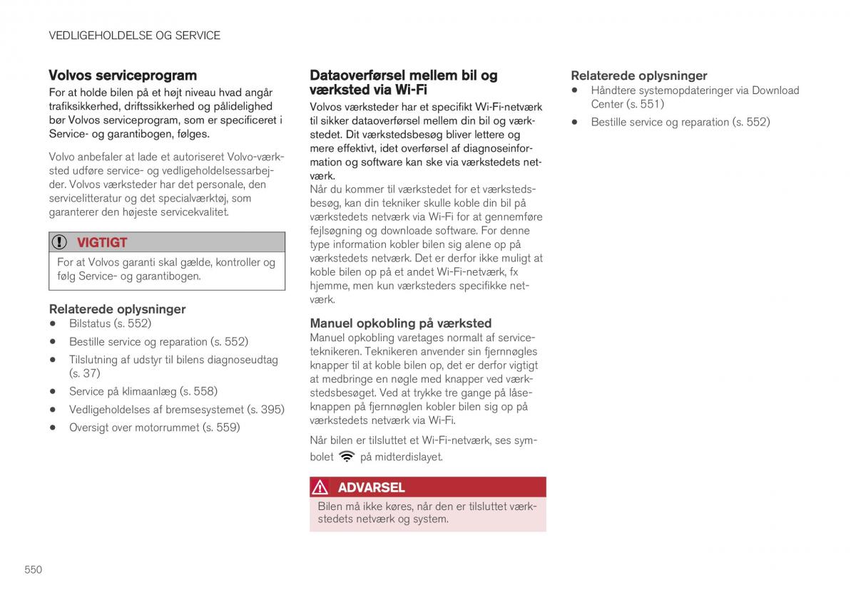 Volvo XC40 Bilens instruktionsbog / page 552