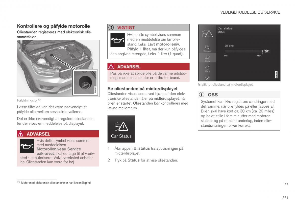 Volvo XC40 Bilens instruktionsbog / page 563