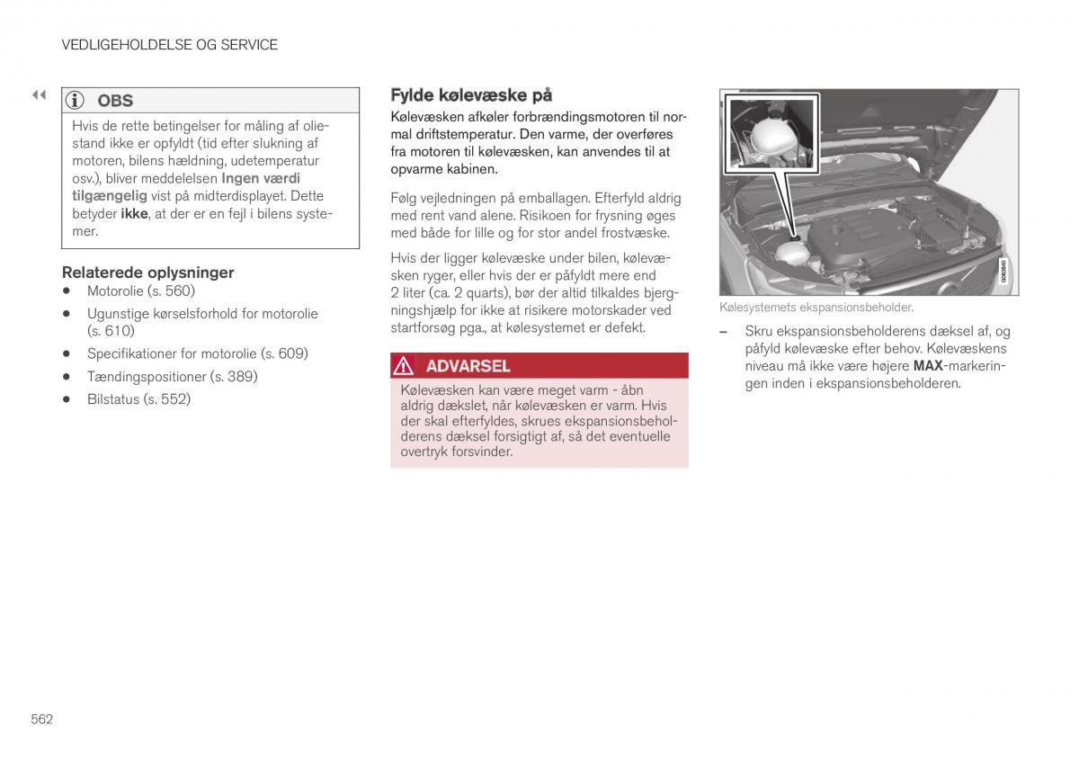 Volvo XC40 Bilens instruktionsbog / page 564