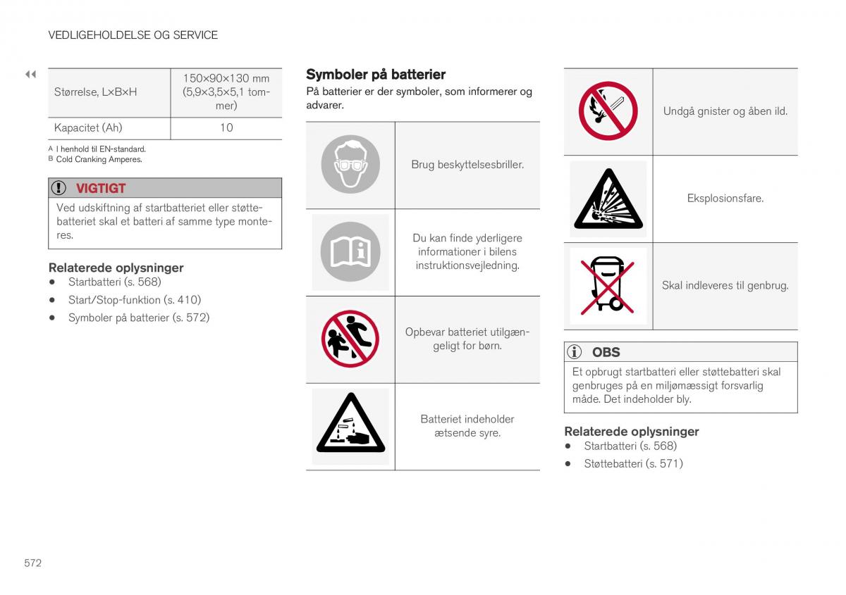 Volvo XC40 Bilens instruktionsbog / page 574