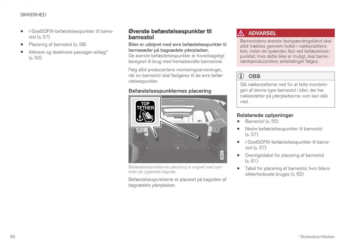 Volvo XC40 Bilens instruktionsbog / page 58