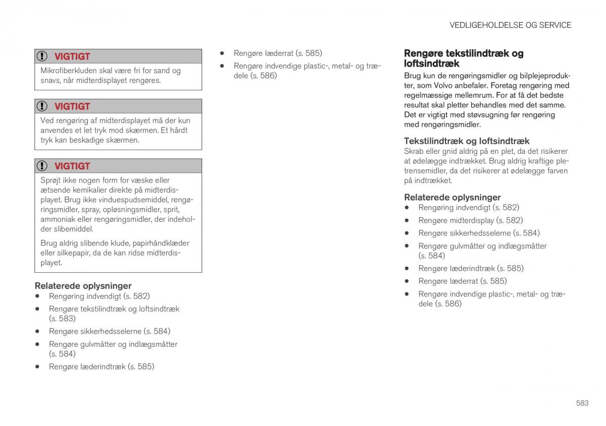 Volvo XC40 Bilens instruktionsbog / page 585