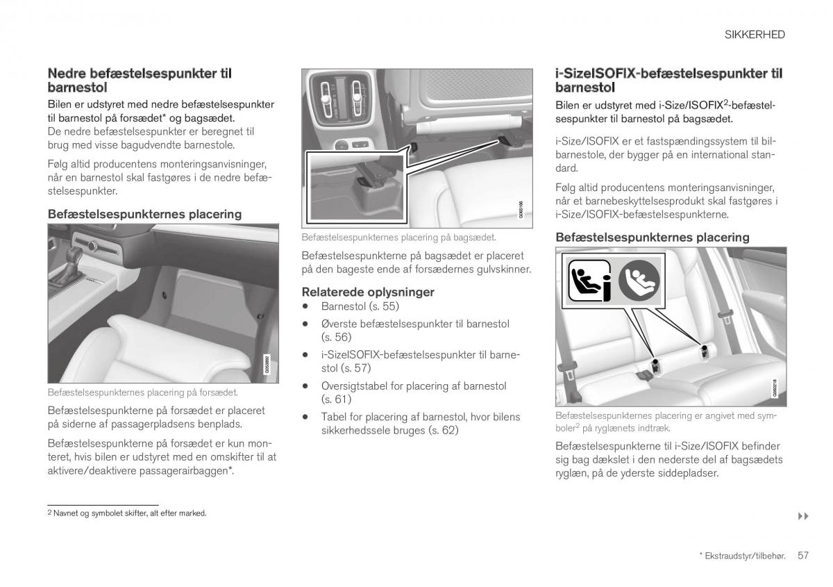 Volvo XC40 Bilens instruktionsbog / page 59