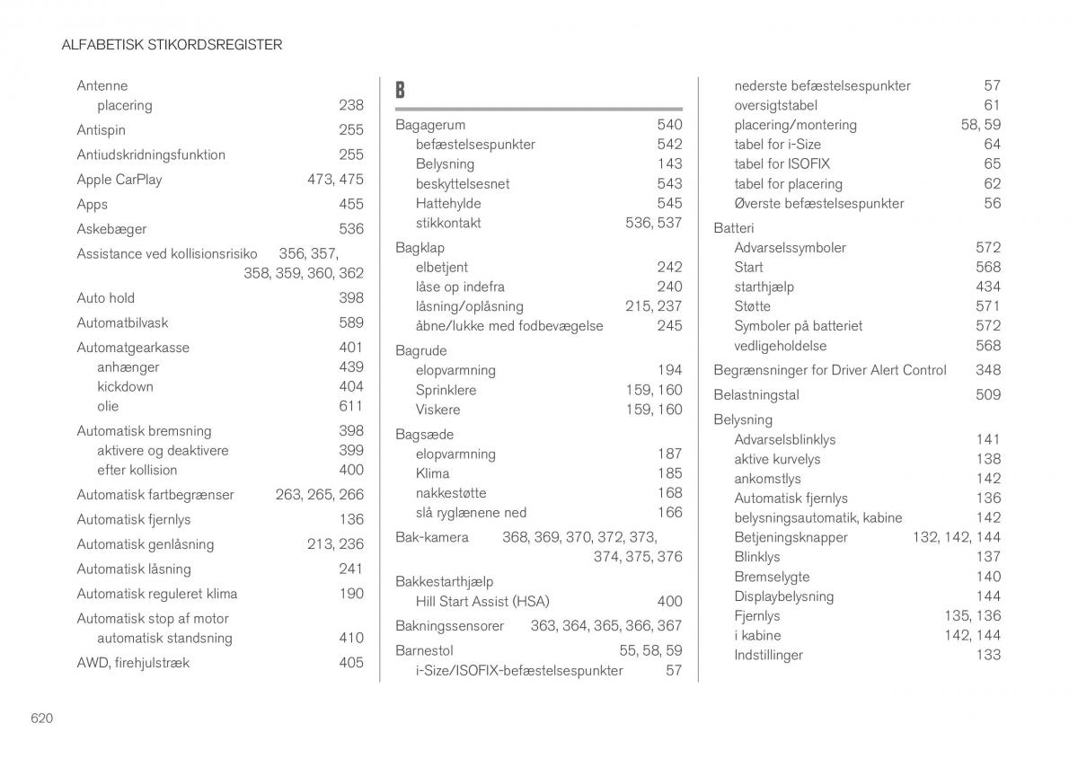 Volvo XC40 Bilens instruktionsbog / page 622