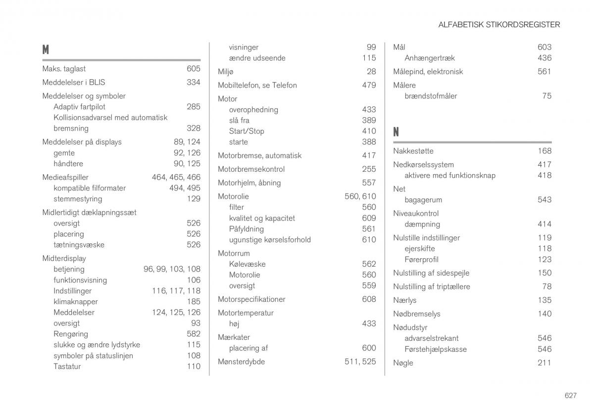 Volvo XC40 Bilens instruktionsbog / page 629