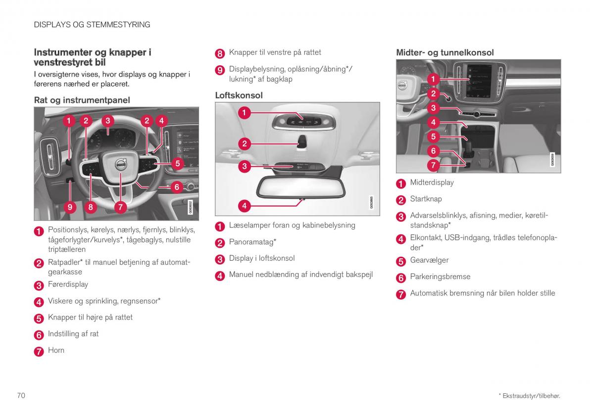 Volvo XC40 Bilens instruktionsbog / page 72