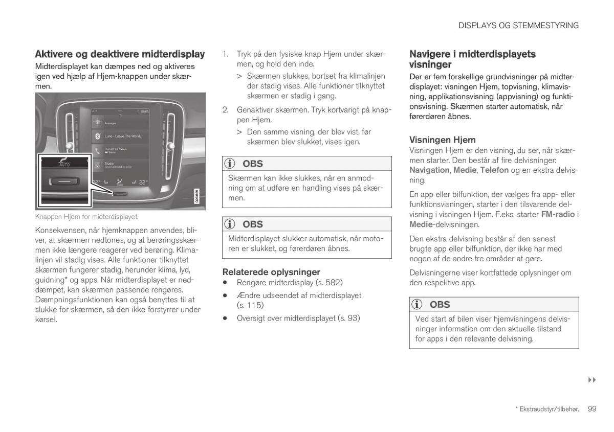 Volvo XC40 Bilens instruktionsbog / page 101