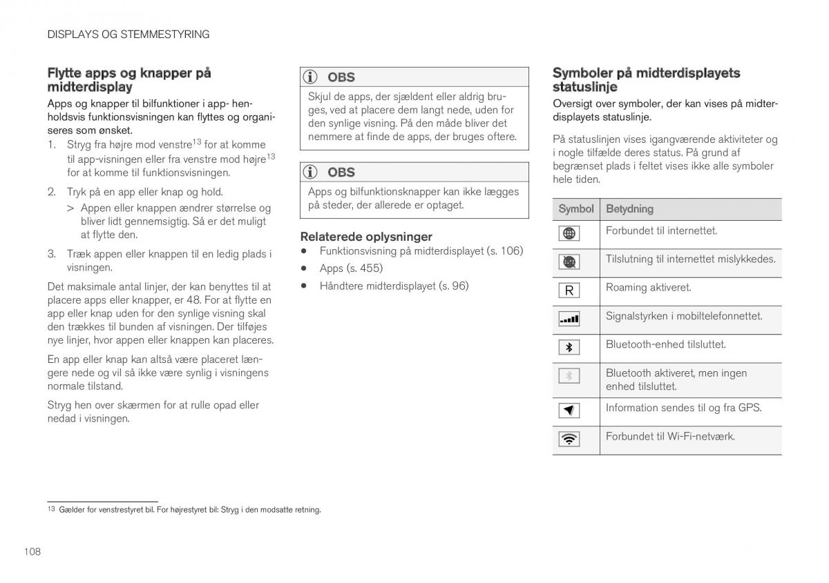 Volvo XC40 Bilens instruktionsbog / page 110