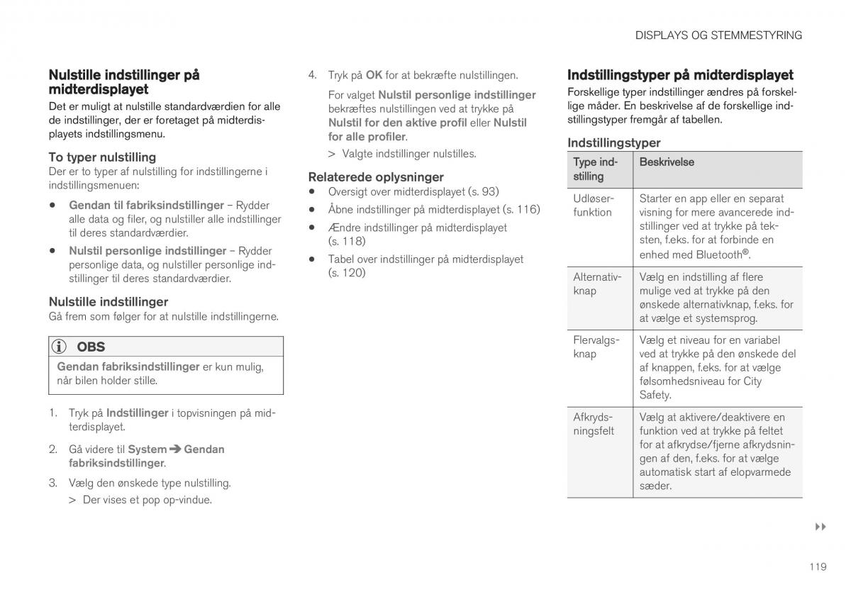 Volvo XC40 Bilens instruktionsbog / page 121