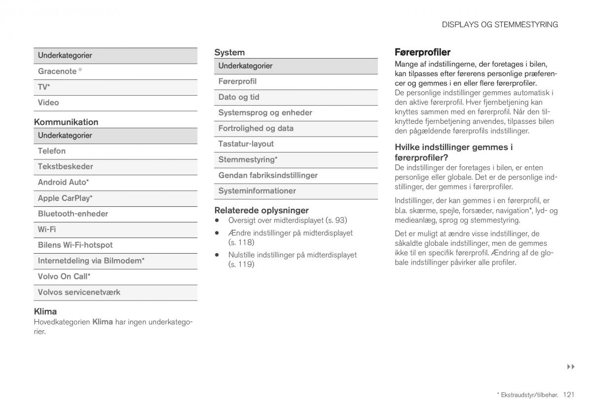 Volvo XC40 Bilens instruktionsbog / page 123